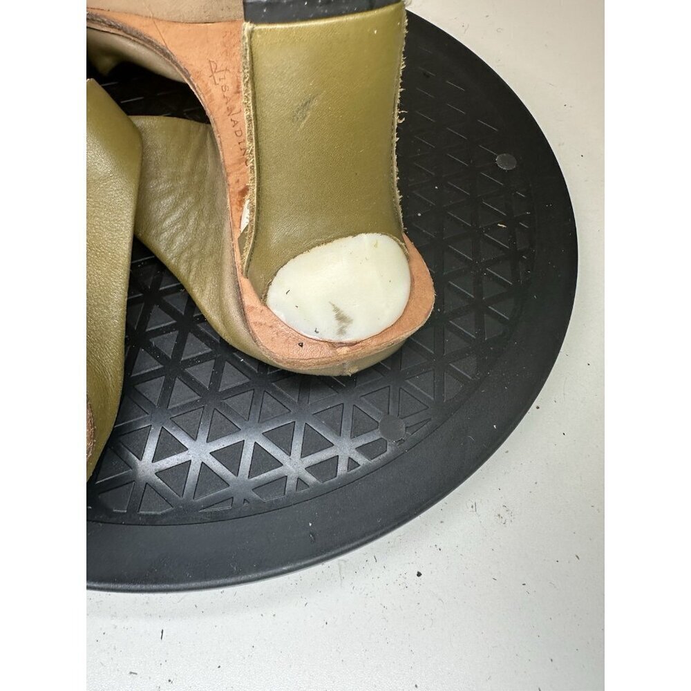 VTG Lisa Nading Green Leather Open Toe Heel Sandals Sz 36 / 6 US - Picture 10 of 12
